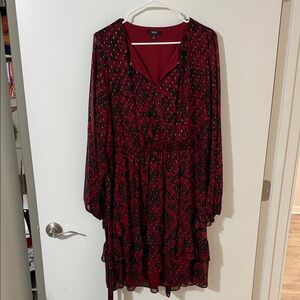 Simply Vera Vera Wang Burgundy Patterned Long Sleeve Dress